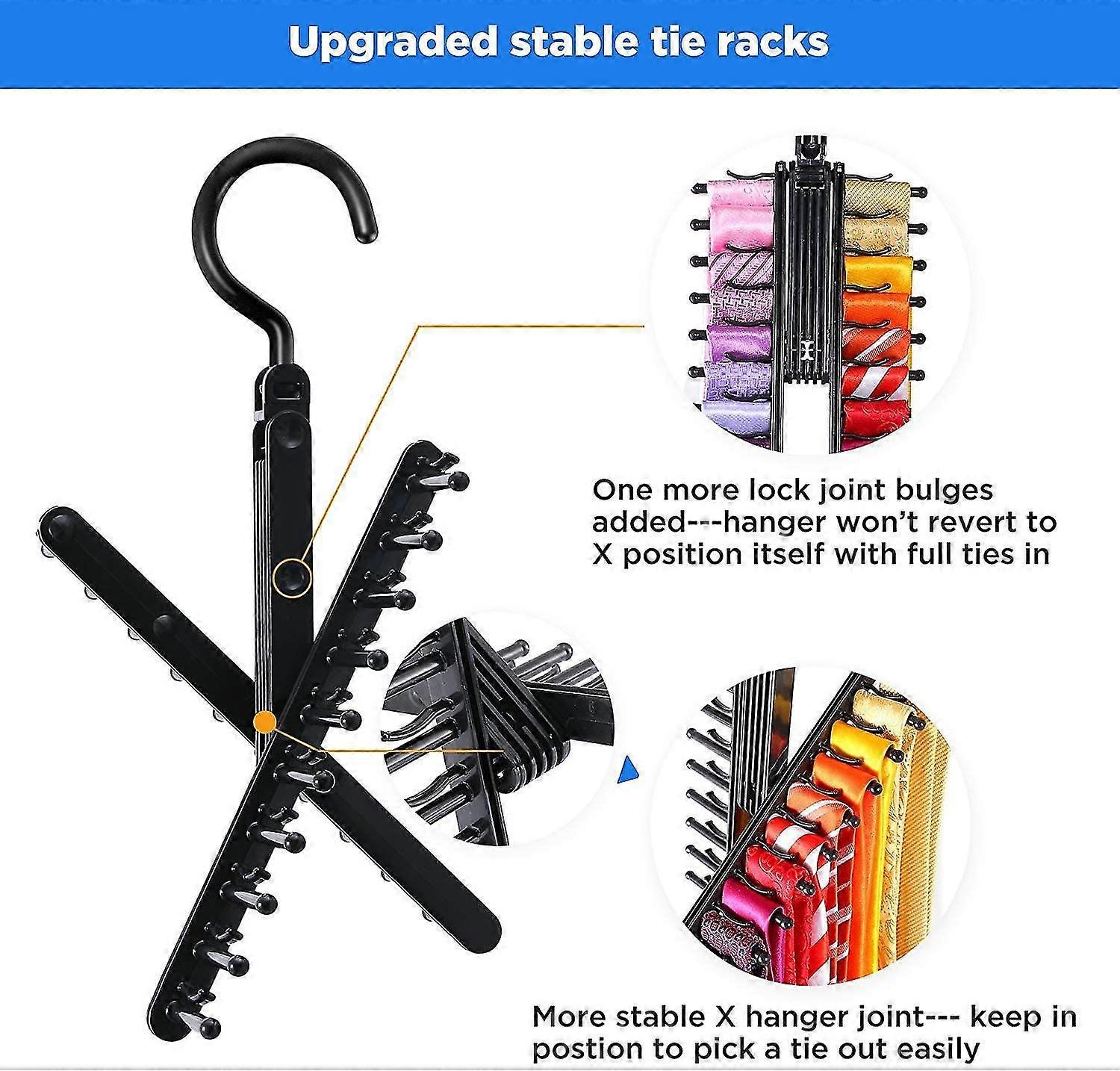 2 Pcs 20 Tie Rack Holder,360 Degree Swivel Space Saving Organizer