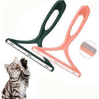 MUJIXI Two Bristle Brushes for Pet Cat Dog, Reusable Portable Hair Pickup Brush Self-Cleaning Carpet Pet Hair Remover Clothes/Sofa/Car/BED/Carpet