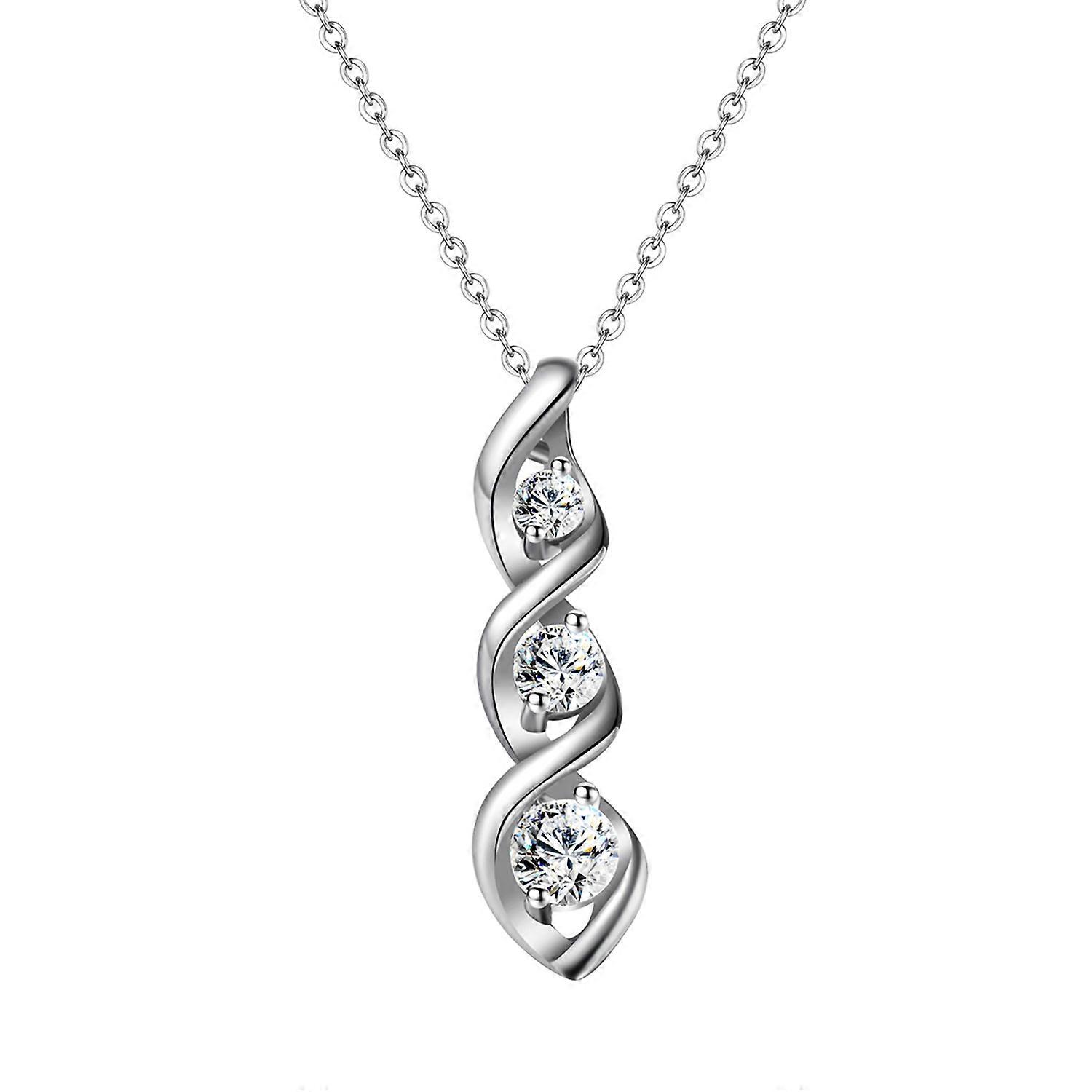 Silver Plated Cubic Zirconia Necklace,Dainty Infinity Simulated D