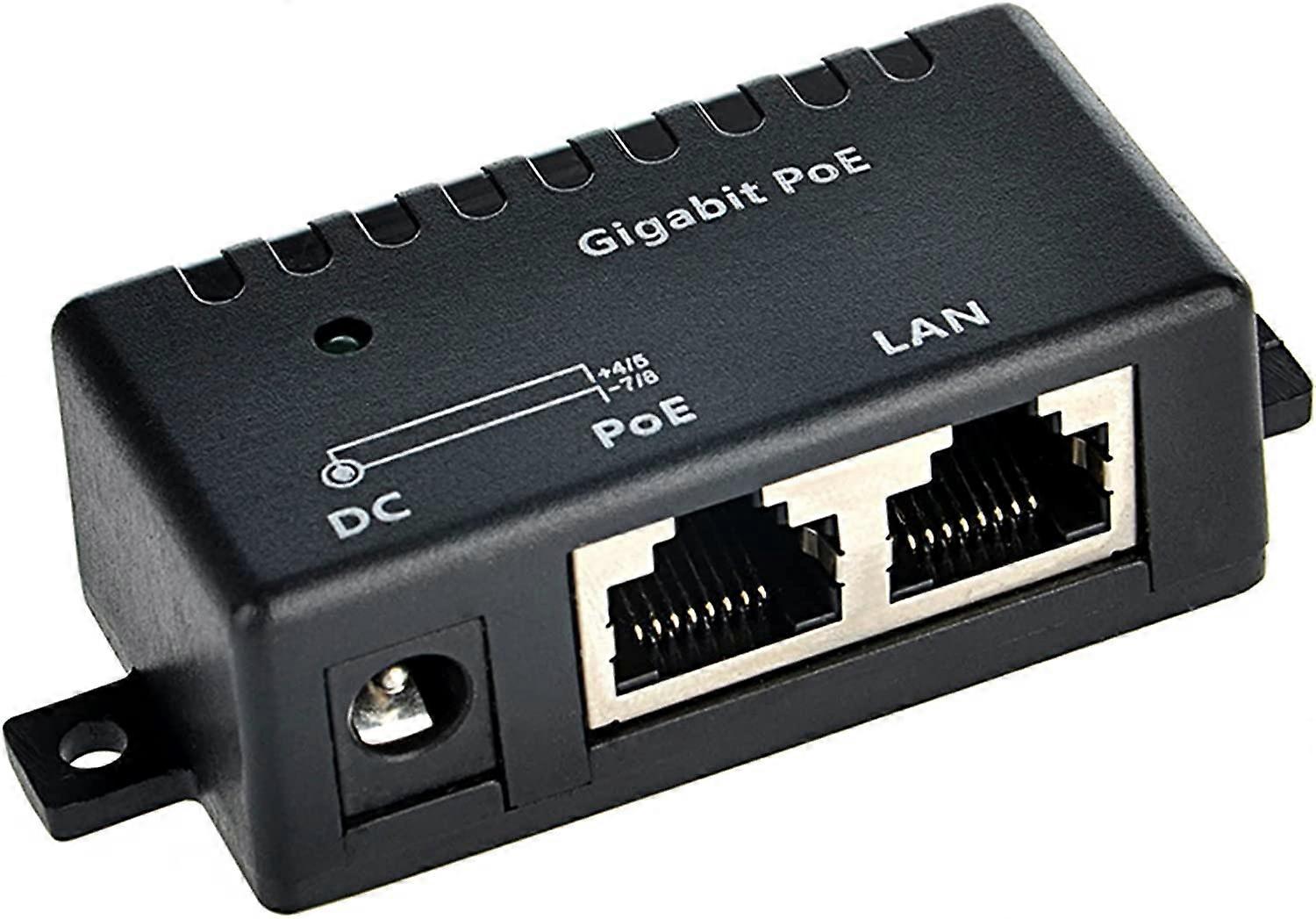 1 Port Gigabit PoE Injector | GPOE-1-WM IEEE 802.3af/802.3at 1000Mbps | DC Connector 2.1x5.5mm Support 12~56V Power, Black