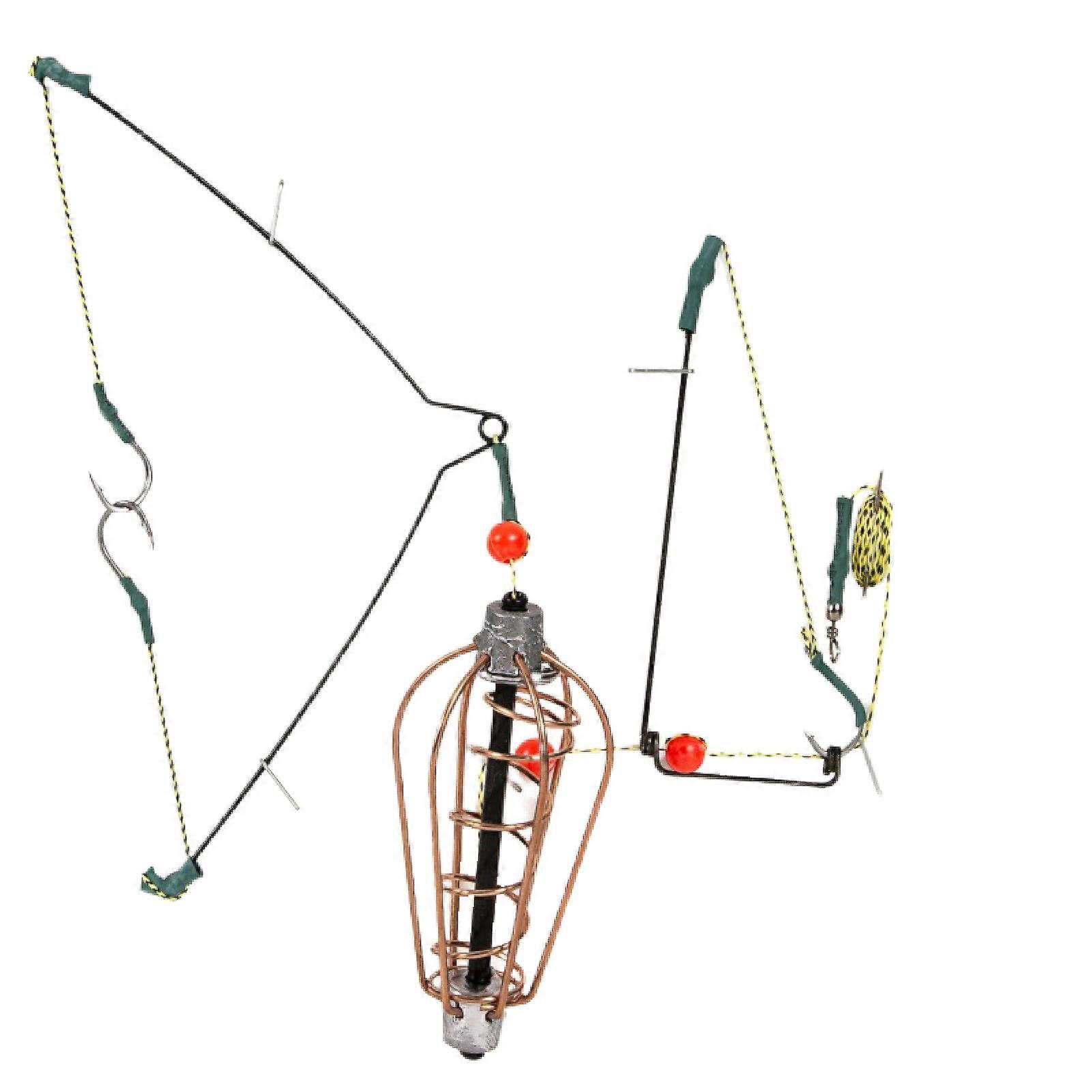 Kaesi Fishing Lure Cage Portable Anti-corrosion Copper Fishing Bait Basket with Line Hooks for Fishing