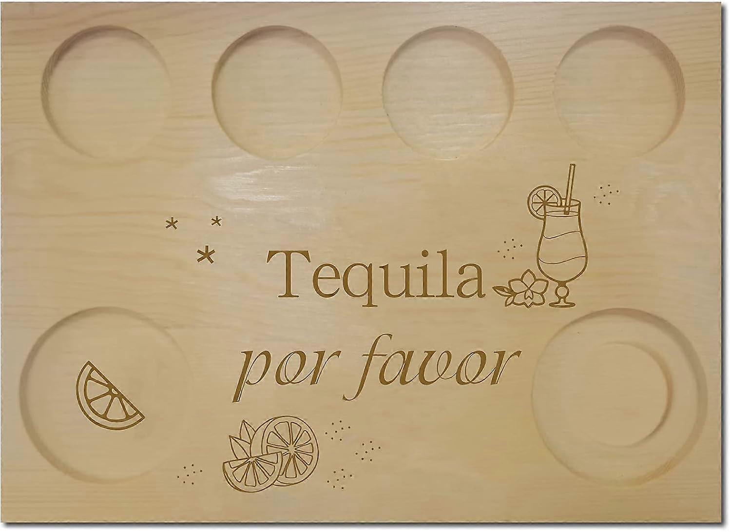 Tequila Board Shot Glasses Holder with Salt Rim Shot Glass Set Wooden Serving Tray for Bar Restaurant Party Family Dinner Gathering Men Women Gifts 9.