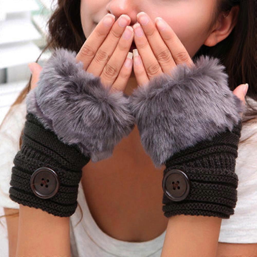 Ladies Faux Fur Fingerless Gloves Mittens Soft Warm Hand