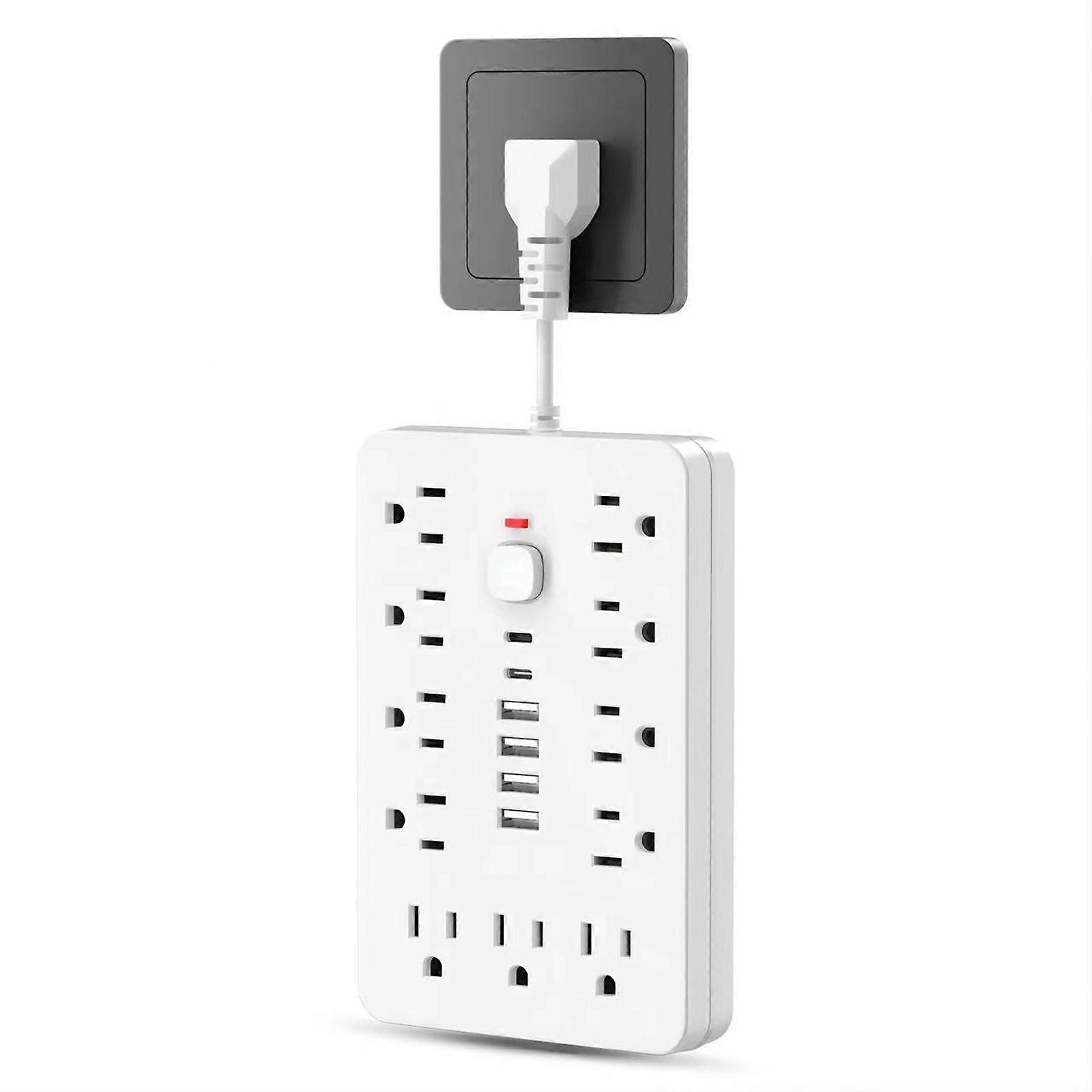17 i 1 överspänningsskydd grenuttag, 17 i 1 överspänningsskydd, 11 uttag, 4 USB, 2 Typ-C-portar