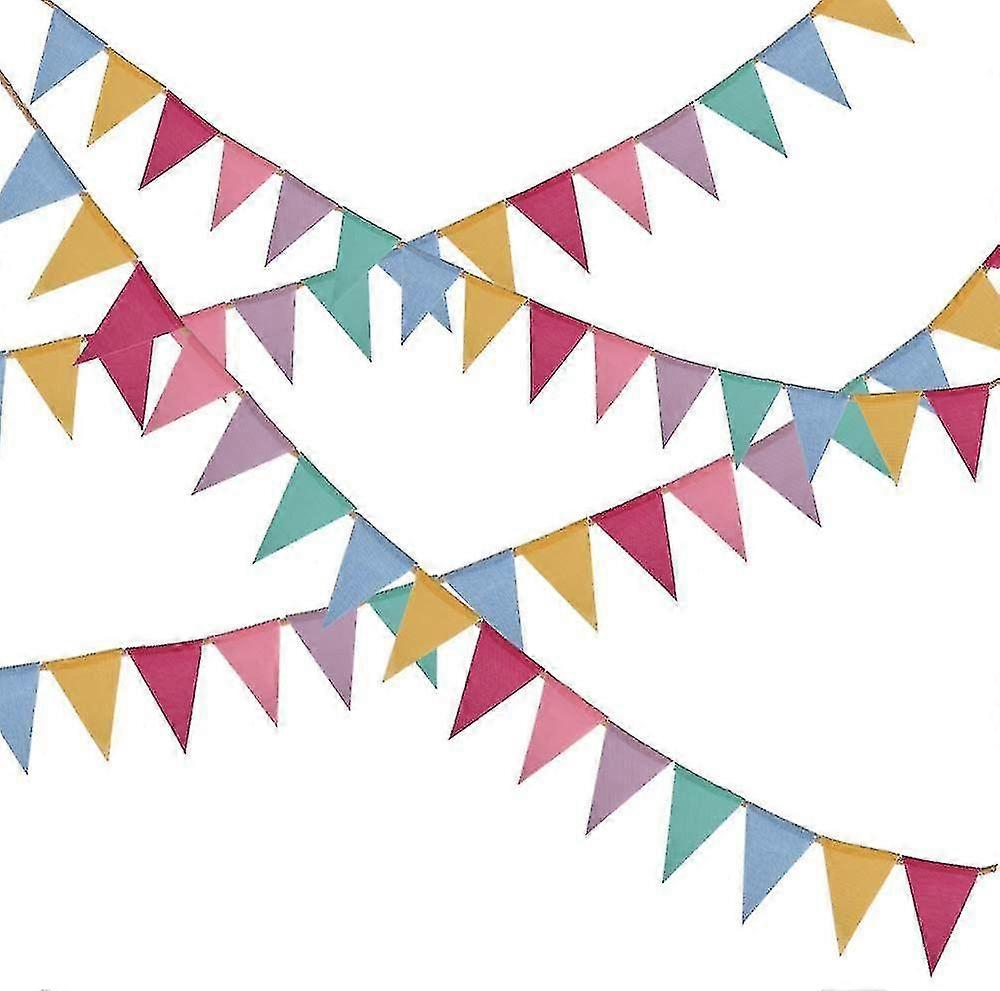 4pcs Colourful Bunting Triangle Flag Banner String Pennant Flags
