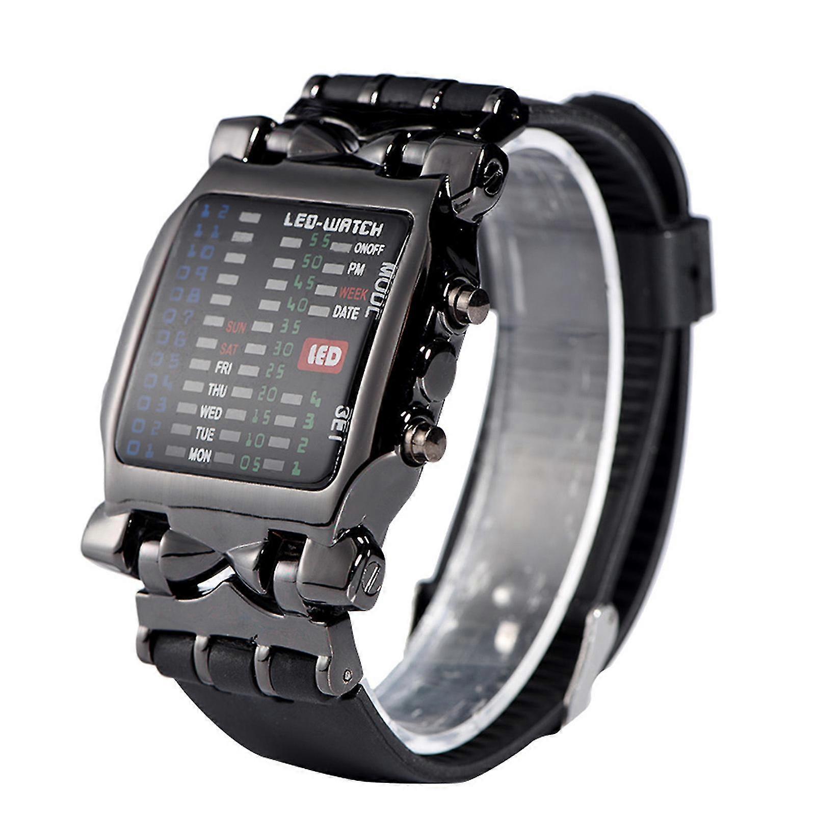 Electronic LED Watch, Binary Square Electronic Calendar Waterproof Watch