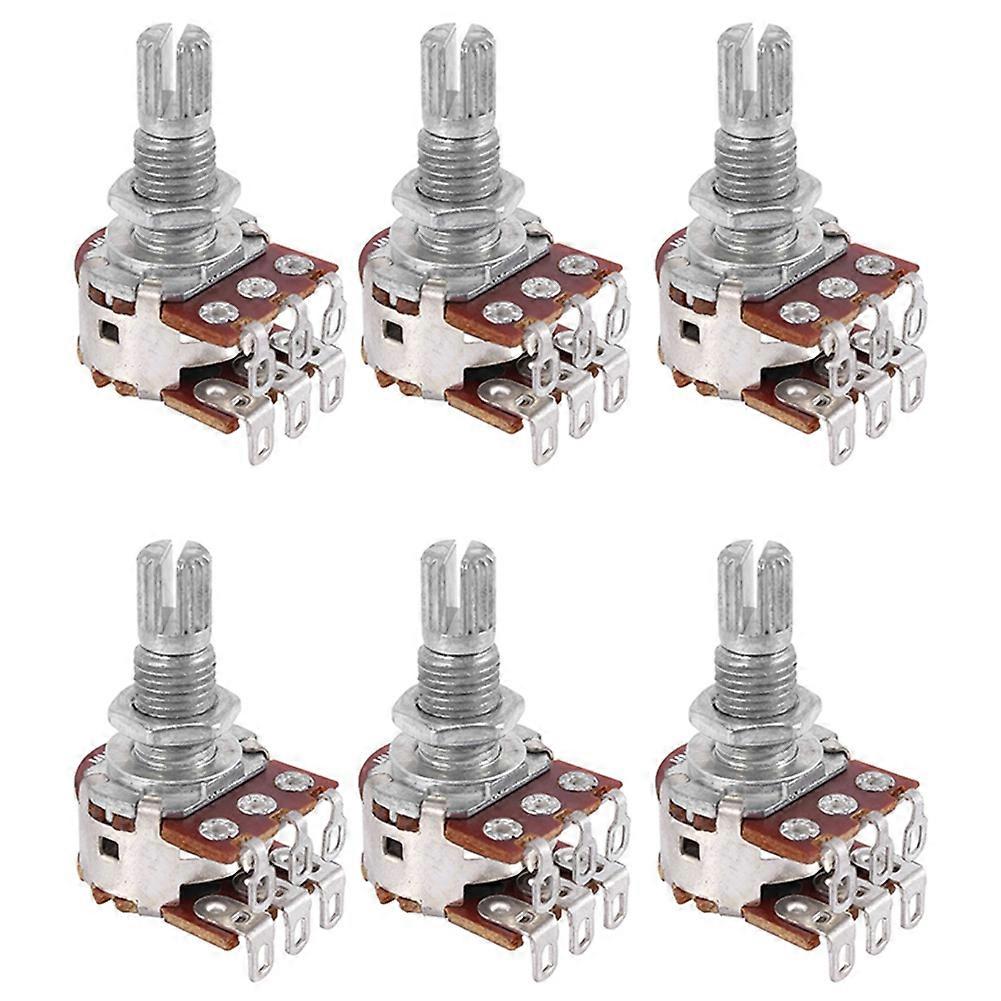 6 Pcs Double Balance Stacked Knurled Stalk Guitar Bass Volume Tone Control Pots Potentiometer Switc