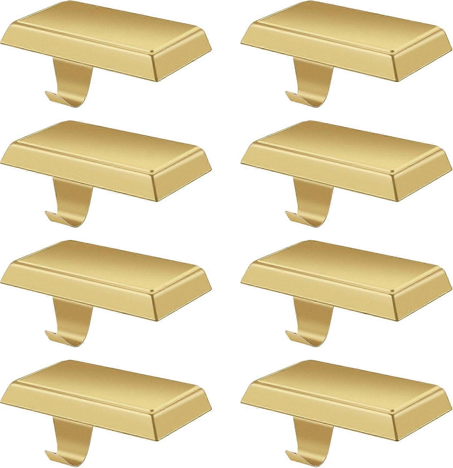 Christmas stocking hangers, 2 pack, rectangular, metal, gold