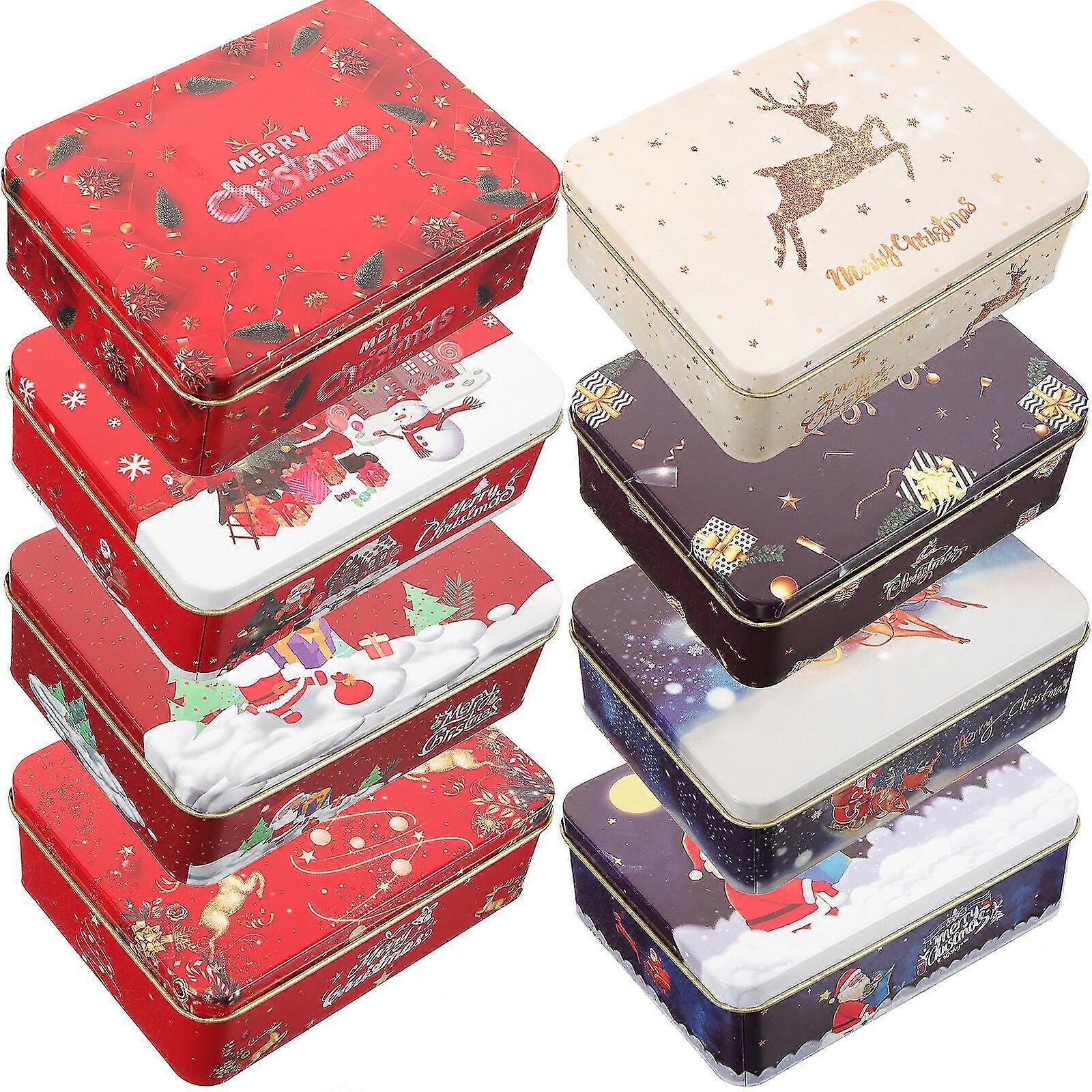 8 db karácsonyi ajándékkártya Bádogdoboz Karácsonyi fém díszdobozok Kis díszdobozok fedéllel