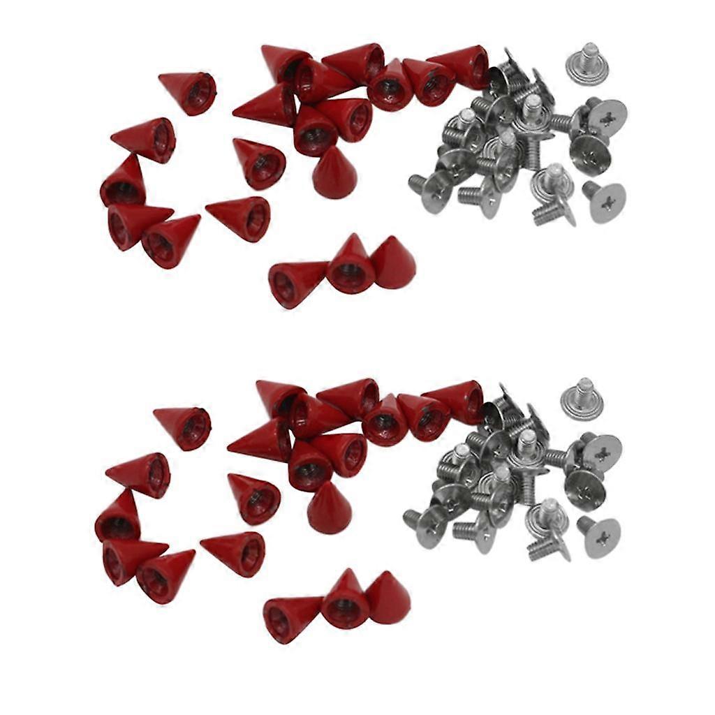 40 Sets 7x10mm Red Cone Screw Metal Studs Leathercraft Rivet  Spikes