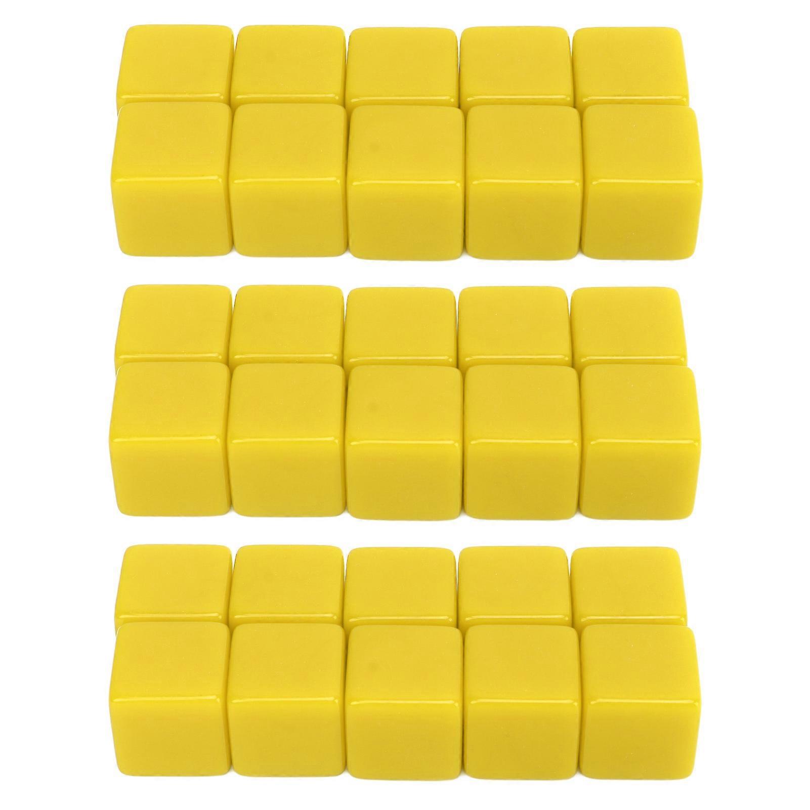 30 Pcs 16mm Dice Set(Yellow),Six Sided Blank Dice Write On Cubes Game for Math Teaching Education