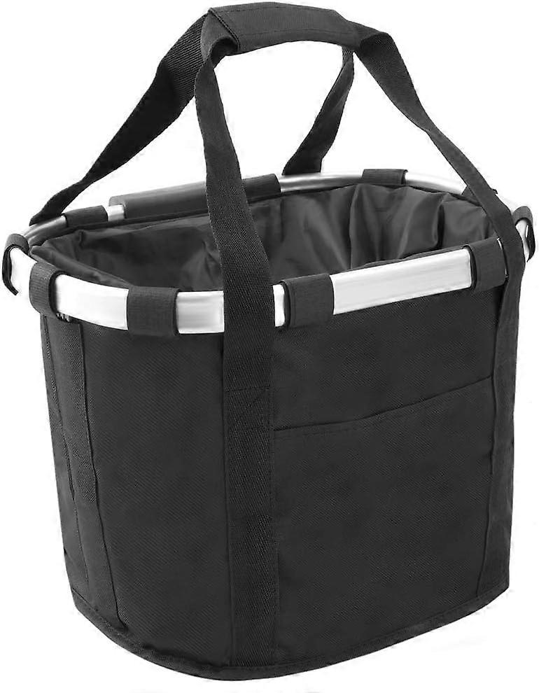 Detachable front bike basket for handlebars made of waterproof black fabric