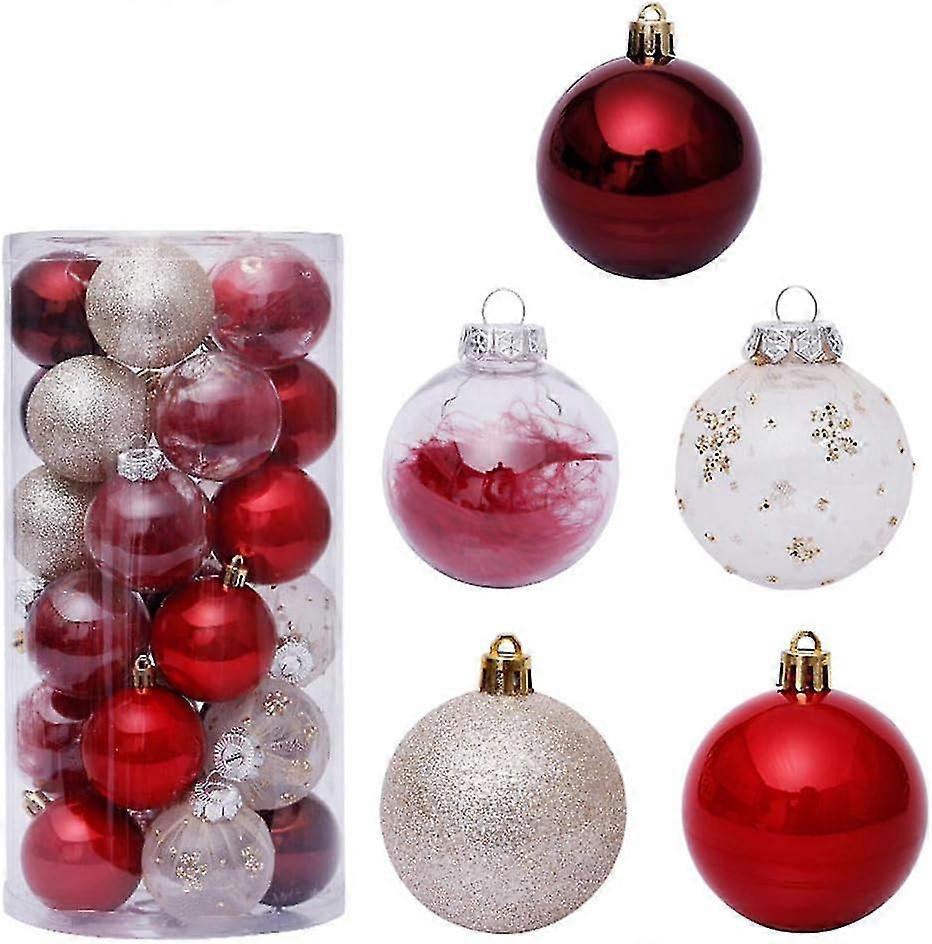 30 Pieces Christmas Tree Decorations - Shatterproof Xmas Balls Set with Hanger