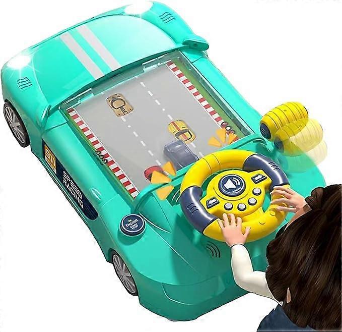 Elektrisk simulering, ratt, leker, Speed Racerbil, leketøy, Car Adventure Games, Driving Simulation, leketøy, med musikk og lys for gutter og jenter