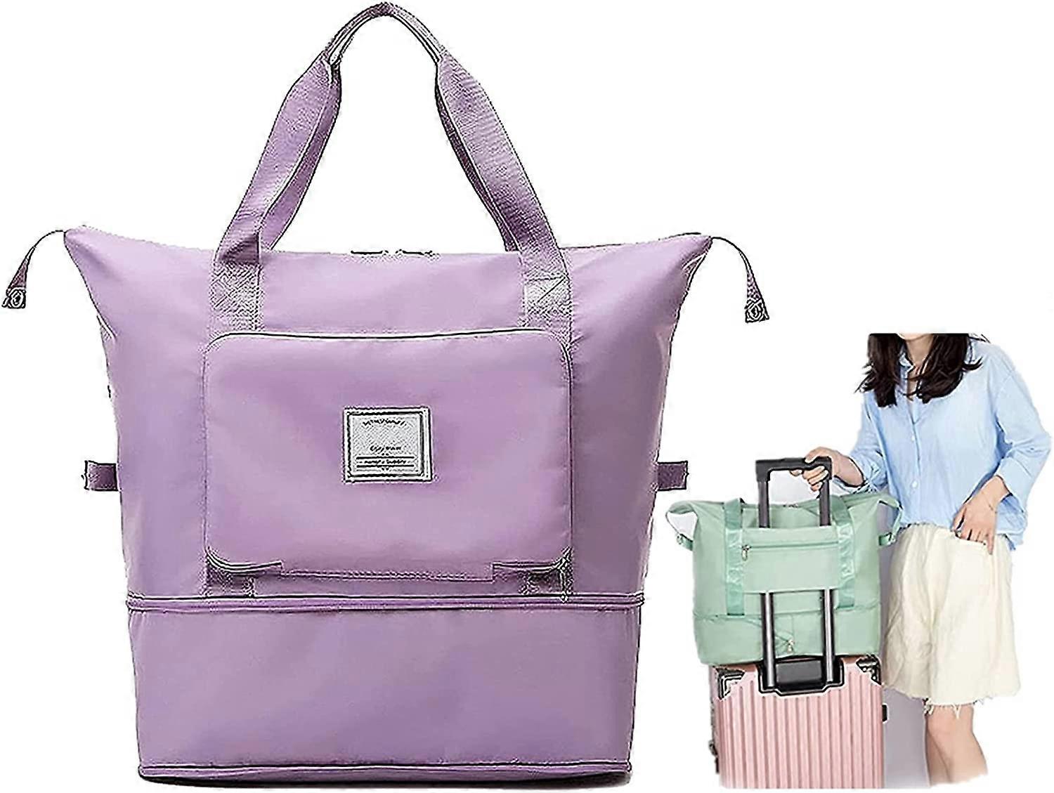 Purple Color Large Capacity Foldable Duffel Bag, Gym Bag with