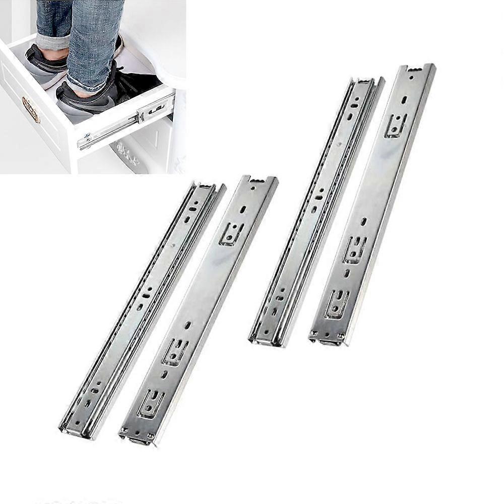 Pack of 2 Pairs Full Extension Drawer Slides,350mm,Max Load 45kg,Ball Bearing,For Kitchen Cabinet,Silver