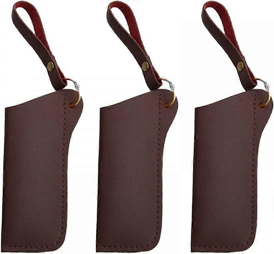 3 stuks messenkoffers, 5'' lederen messenetui met riemlus voor trapper mes klein vouwmes (messen niet inbegrepen)