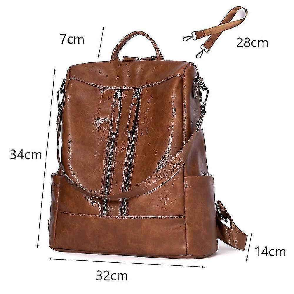 Women's Anti-theft Leather Backpack, Handbag, Daypack,brown