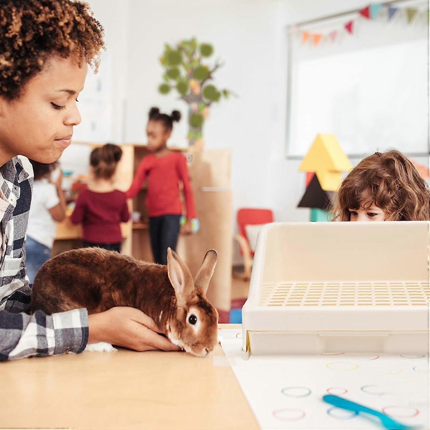 Rabbit Litter Toilet Box - Angled Litter Bedding Box with Drawer - Suitable for Rabbit, Chinchilla, Rat, and Hamster