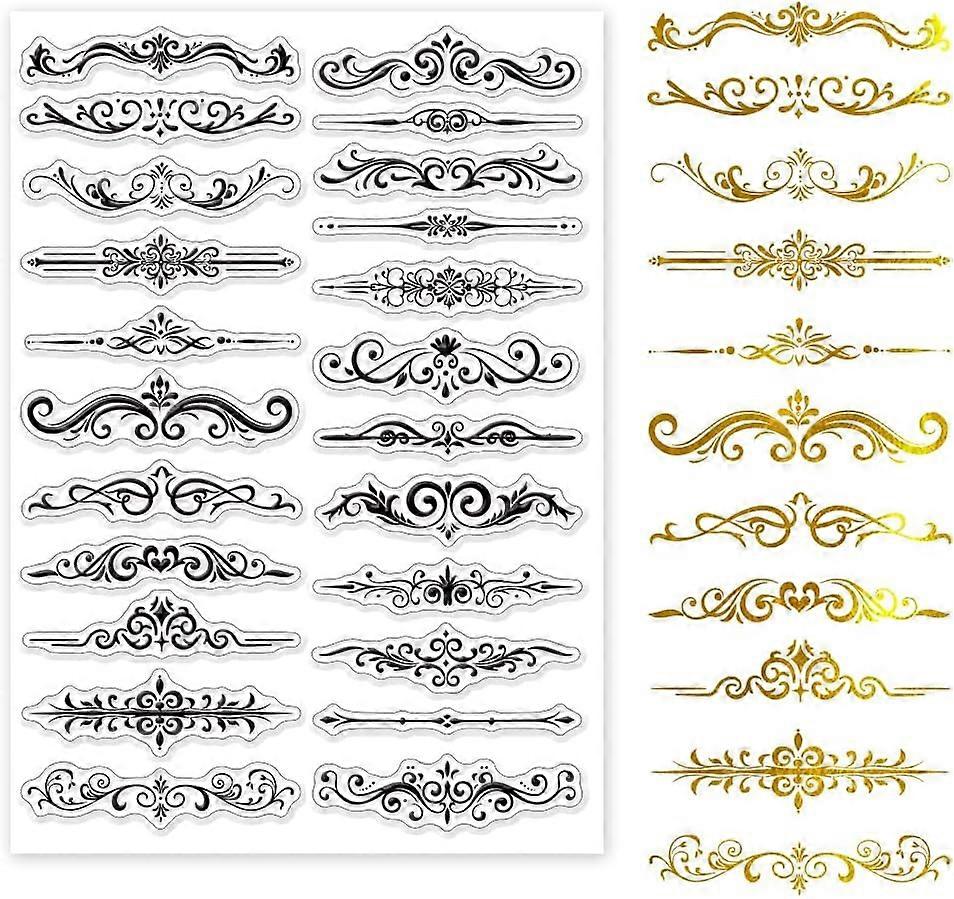 European Style Dividing Line Clear Stamps for Cards Making Flourish Border Clear Stamp Seals 5.83x8.27inch Transparent Stamps for DIY Scrapbooking Pho