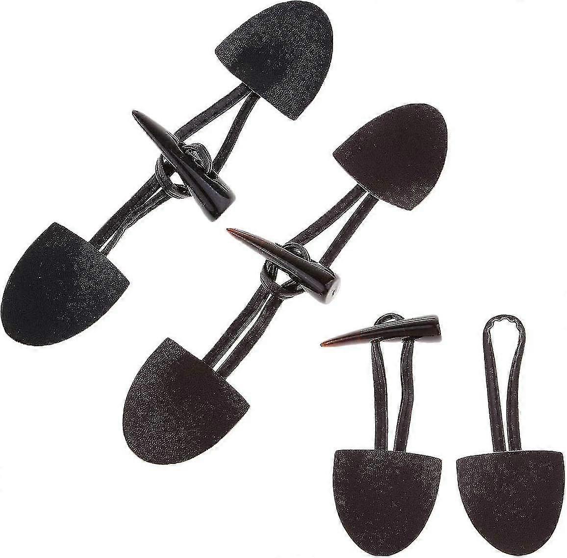 12 Pairs Horn Button Duffle Coat Leather Sewing Button For Craft Jacket Coat Diy Craft (black And Brown)