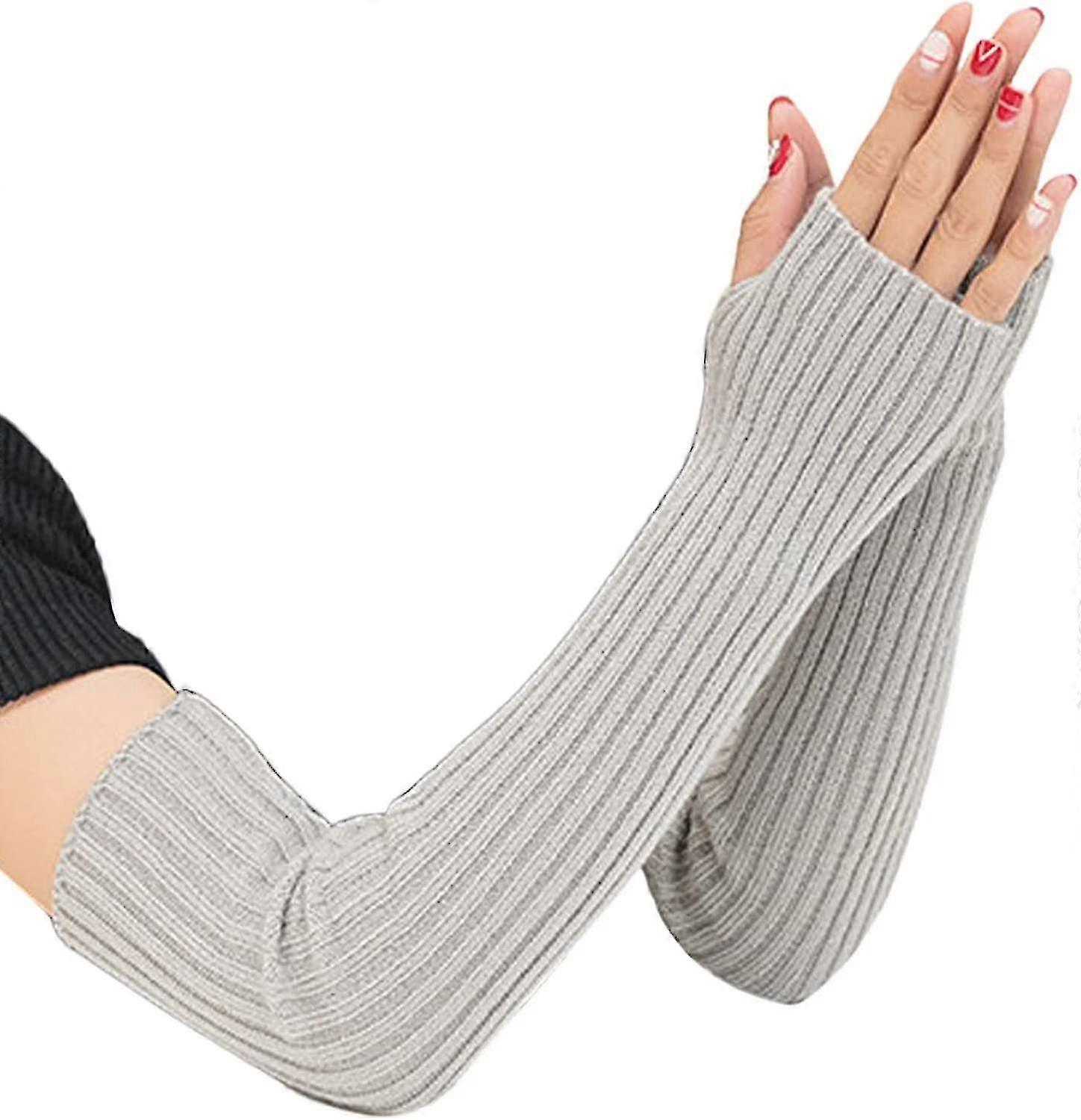 Mujeres Niñas Tejer Suave Elástico Guantes Sin Dedos Calentadores de Brazos Guantes Largos