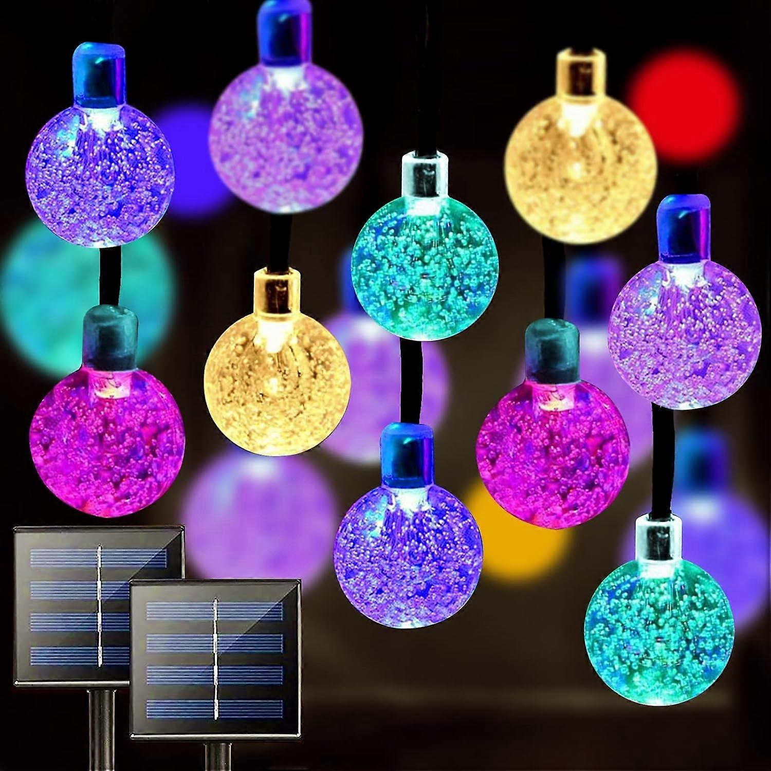 Solar String Lights Outdoor 100 Led 40 Feet Multi-Color Crystal Globe Lights with 8 Lighting Modes, Waterproof Solar Powered Patio Lights for Garden Y