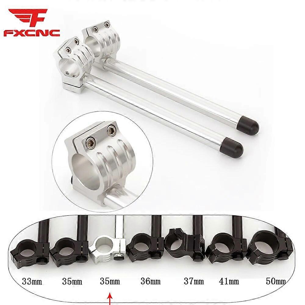 الفضة دراجة نارية CNC كليب أون المقود مقبض بار شوكة أنبوب مقهى متسابق 31 33 35 36 37 38 39 41 مم 43 مم - 55 مم الألومنيوم