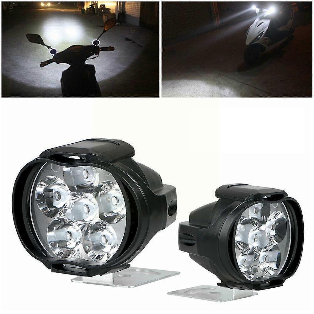 1/2pcs 6 LED Motorcycle Headlight SpotLights Auxiliary Electric Vehicle Modified High Autocycle Scooters Brightness Lamp Bu U0V7