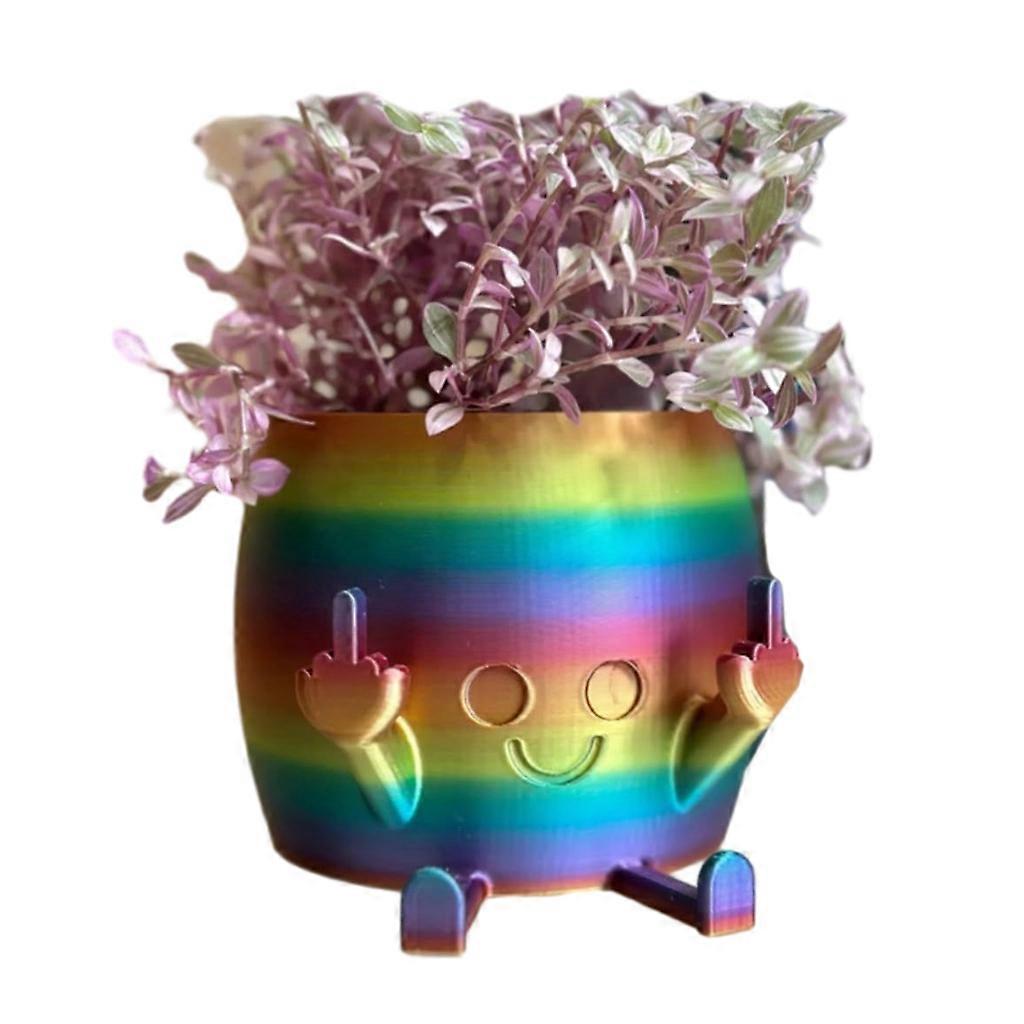 Smiling Plant Pots with Middle Fingers Up Funny Resin Figure Planter Pots Indoor