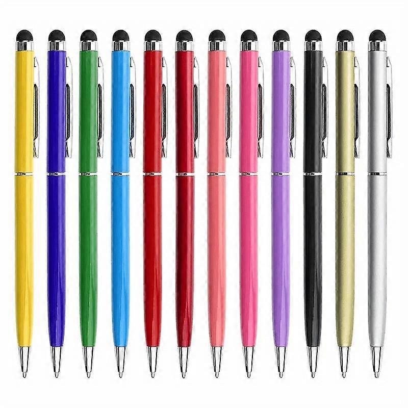 12/14pcs Touch Screen Stylus Pen For Ipad Compatible With IPhone Tablet Samsung Black Ink Ballpoint Pen 2-in-1 Styling Pen