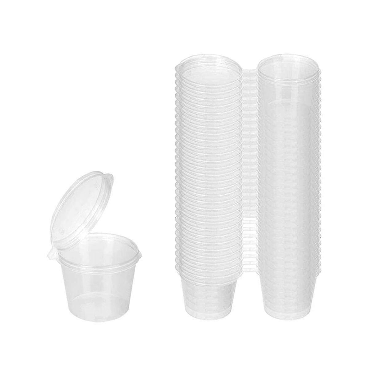 100 Pieces Small Plastic Containers With Lids, 25ml Small Sauce Pots Plastic Pots Jelly Pots For Sa-shdsa