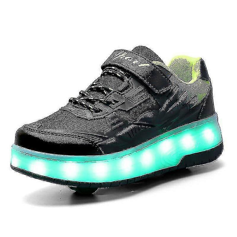 Kinder Turnschuhe Doppelräder Led Light Schuhe Q7-yky