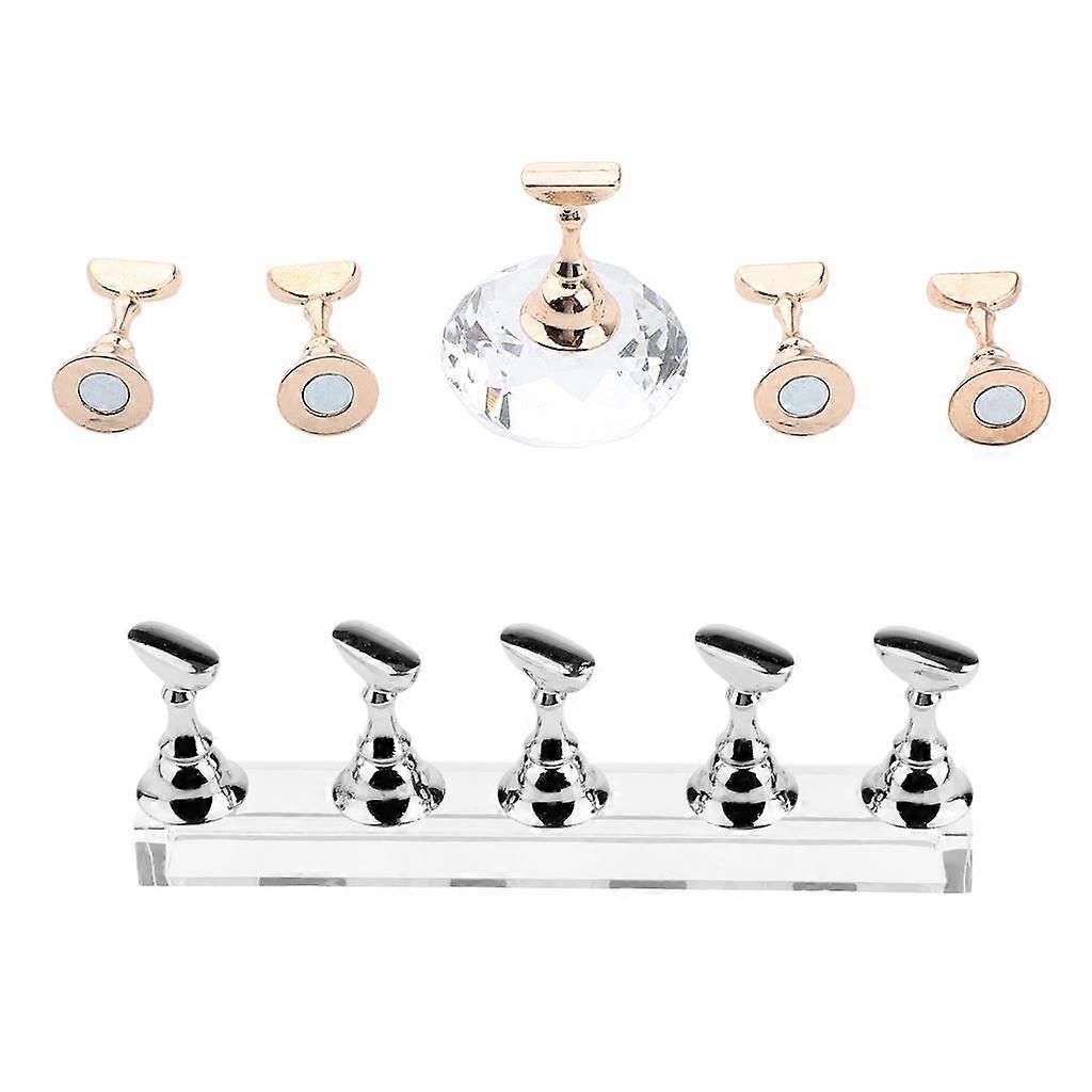 Acrylic Magnetic Nail Tips Holder Base Crystal DIY Practice Stand Shelf