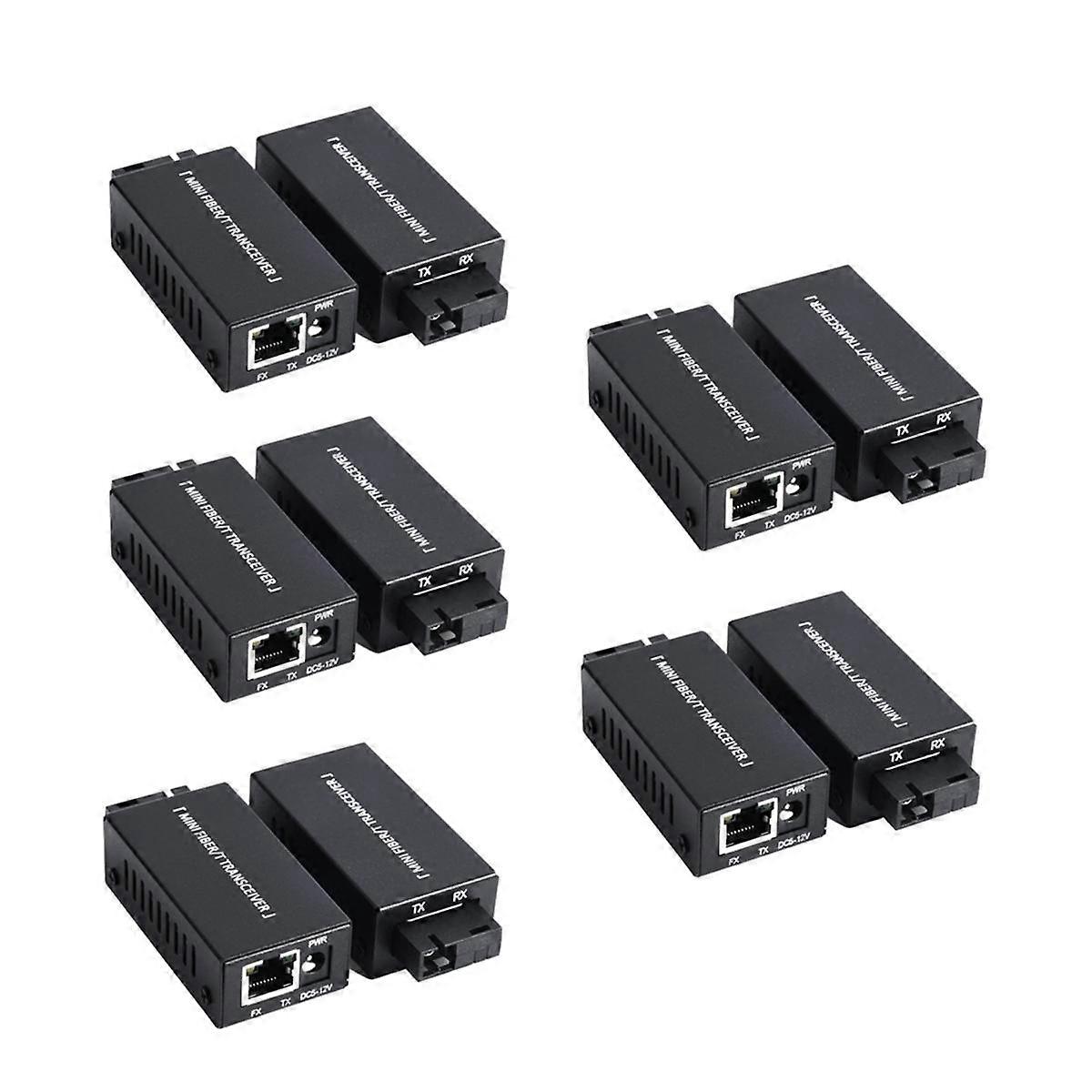 5 Pairs Mini Gigabit Fiber Optical Media Converter 100/1000Mbps Optical Transceiver Ethernet Switch