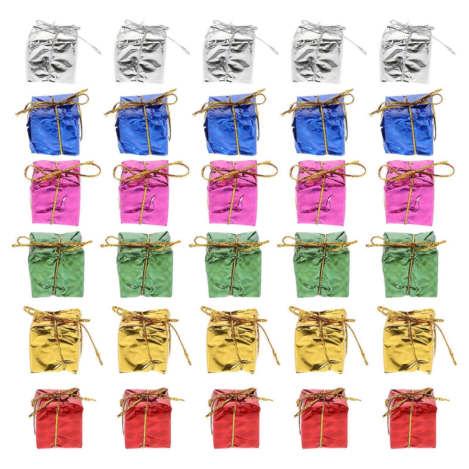 72Pcs Xmas Tree Small Gift Boxes Pendants Mini Wrapped Present Boxes Xmas Party Favors