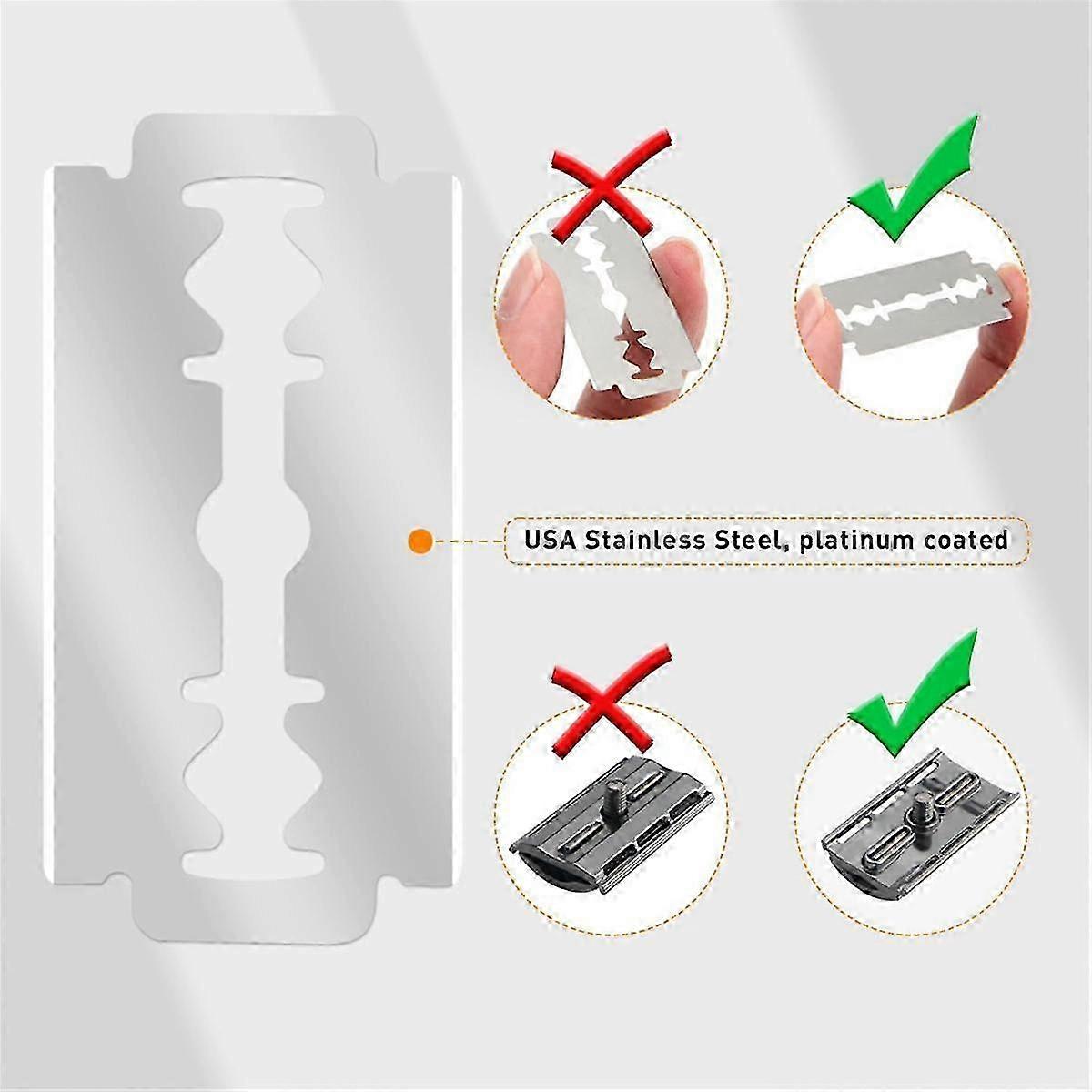 Replaceable Reusable Safety Razors with Stainless Steel Double-Sided Blade,D
