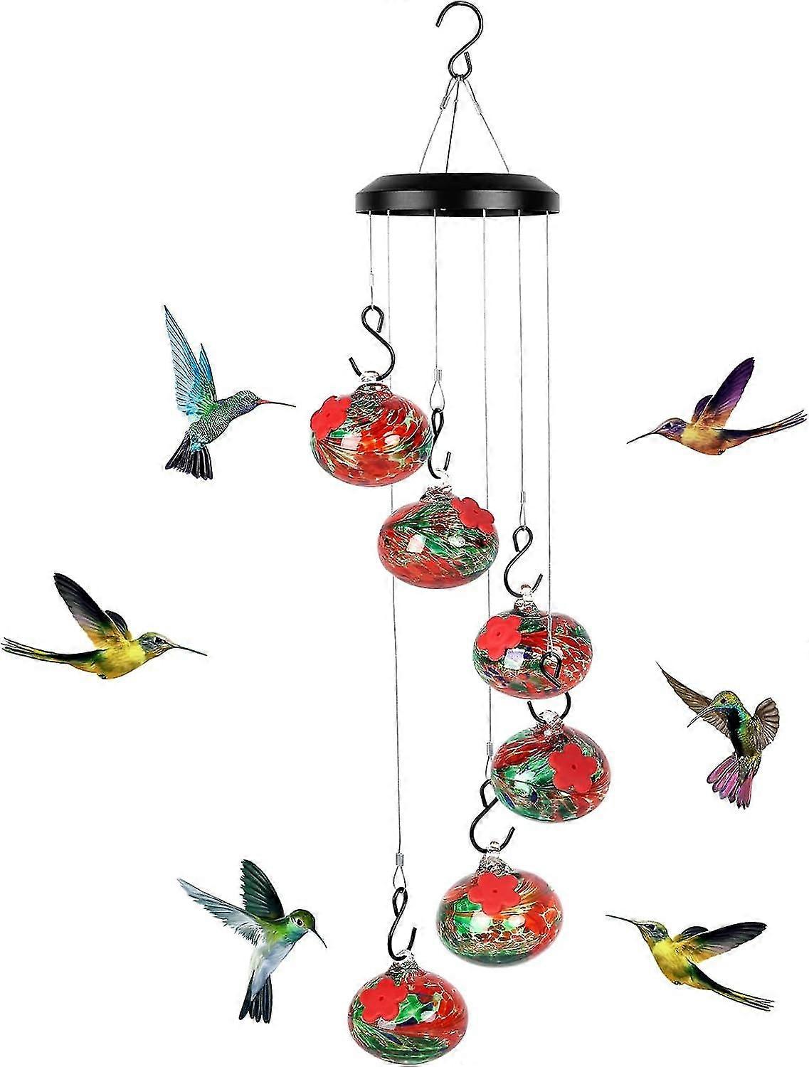Charming Wind Chimes Hummingbird Feeders For Outdoors Hanging Ant and Bee Proof, Never Leak, Perfect Garden Decorations