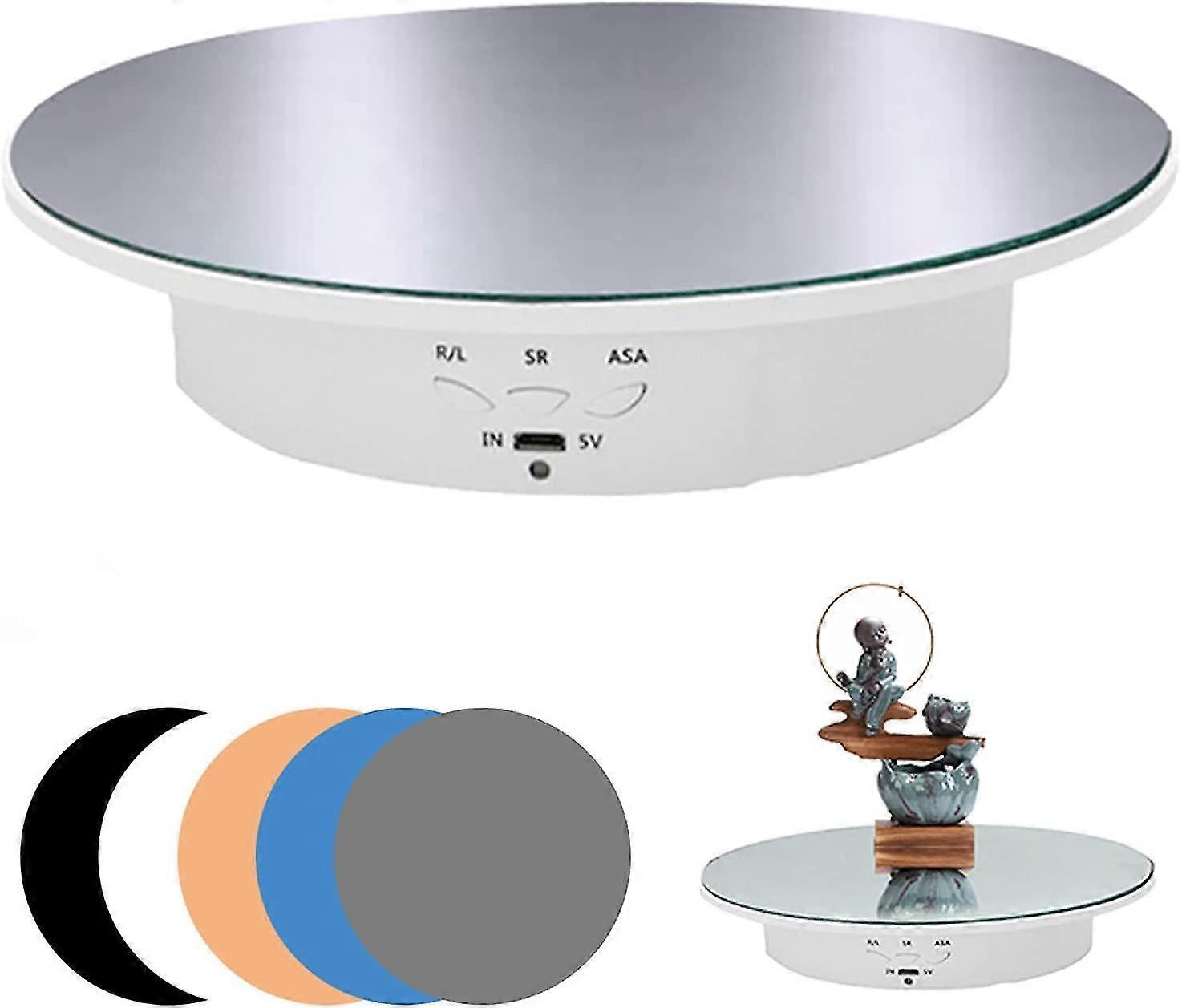 Motorized Turntable Motorized Display 90-180-360 Degrees, Load 8 Kg, Diameter 20 Cm (white)