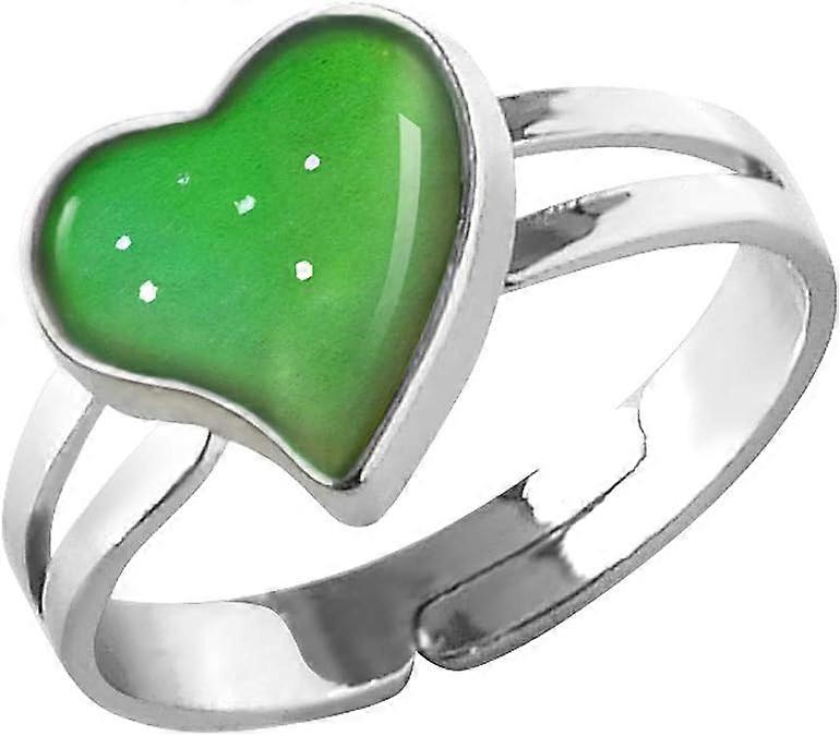 Love Heart Temperature Sensitive Color Changing Ring, Temperature Sensitive Mood Temperature Color Changing Ring