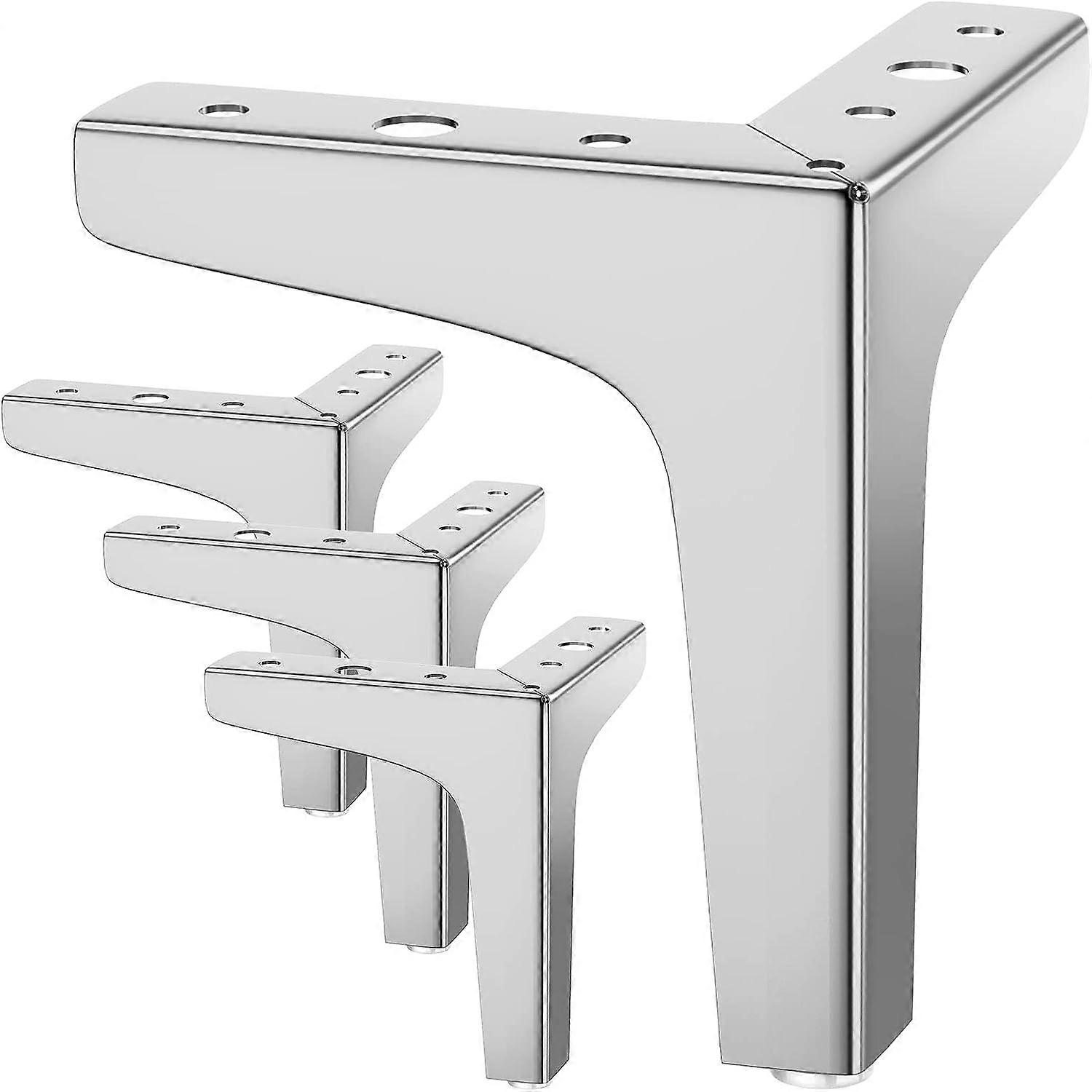 Silver-Set of 4 Furniture Legs Load Up to 800KG, 10cm Modern Triangle Shaped Metal Table Leg, Hairpin Furniture Leg for Cupboard, Sofa
