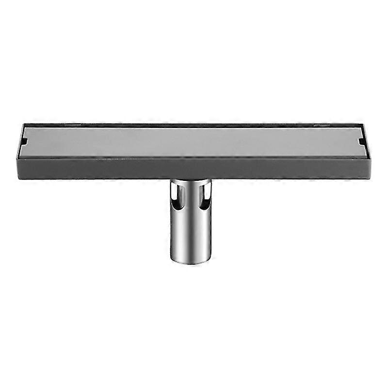 12" Linear Shower Drain, Flat & Tiled, Black304, Rectangular Shower Floor Drain, Black