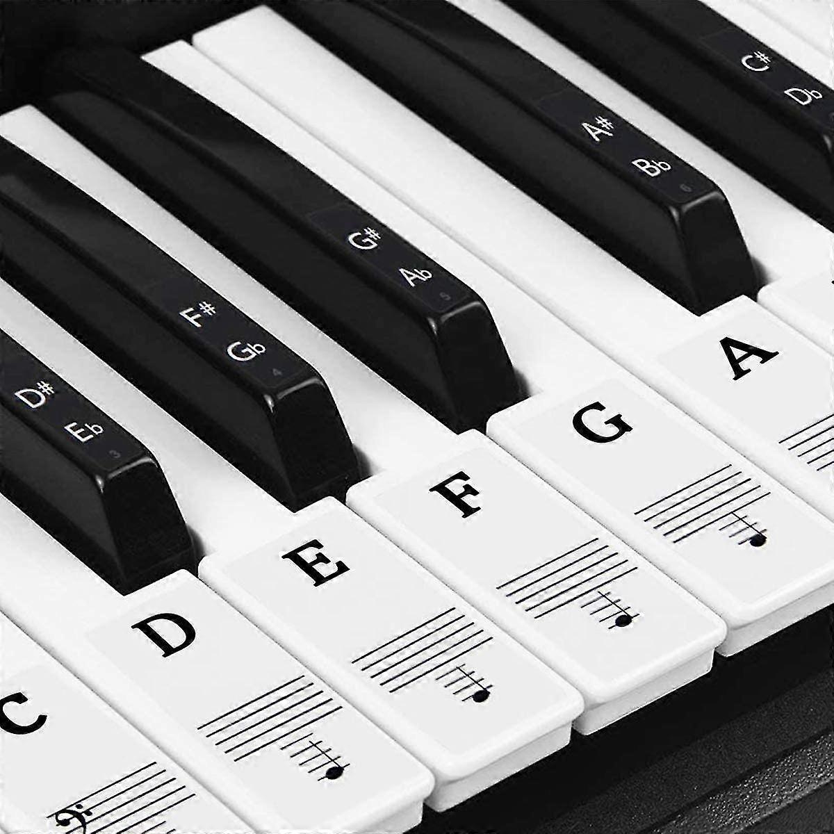 Piano Key Stickers For 37/49/54/61/88 Keys, Musical Piano Keyboard Stickers, Electronic Keyboard Stickers, Piano Key Notes Stickers, Transparent Remov