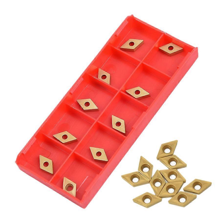 10Pcs DCMT070204 YBC251 Blades Gold Carbide Inserts CNC Lathe Cutter for Lathe Turning Tool Boring