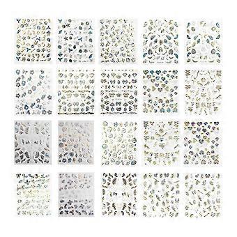 5D reliëf Nail Art Stickers, Bow Flower zelfklevende Nail Art Decals gouden Nail Stickers Decals DIY Nail Art Supplies