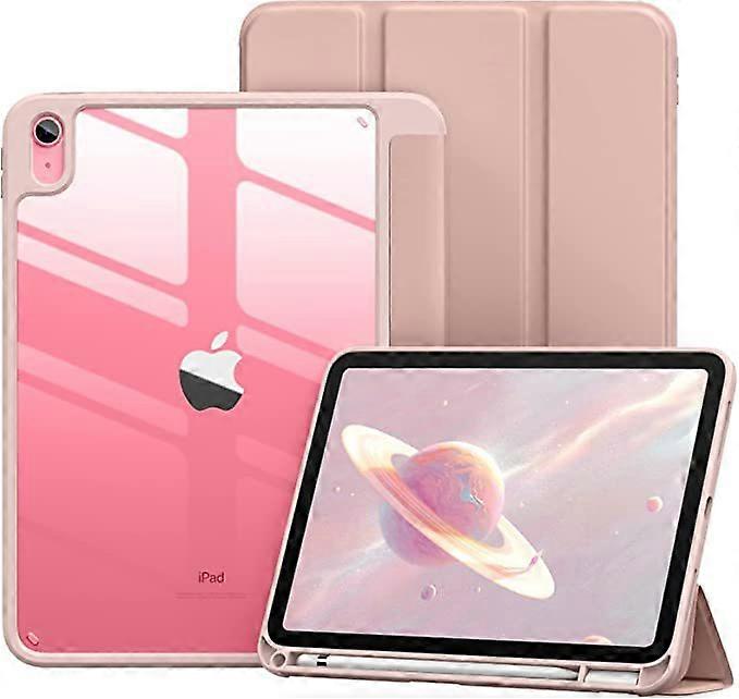 Case for iPad 10th Generation, 2022 iPad 10.9 Model, Soft TPU Case for iPad 10, Cover with Apple Pencil Holder, Transparent Back, Auto Wake/Sleep