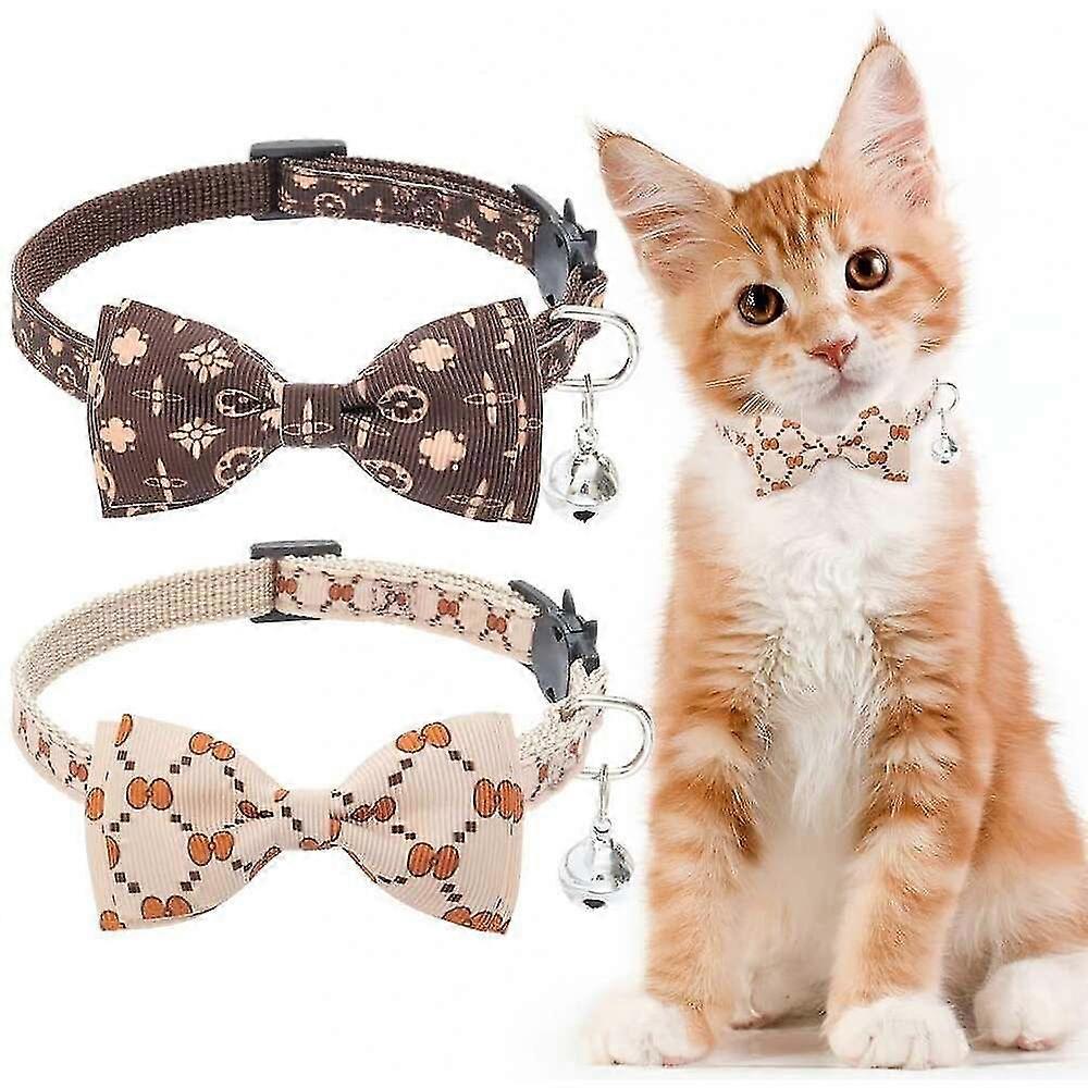ベルの蝶ネクタイと2パックの離脱猫の首輪、かわいいボウタイ猫の襟