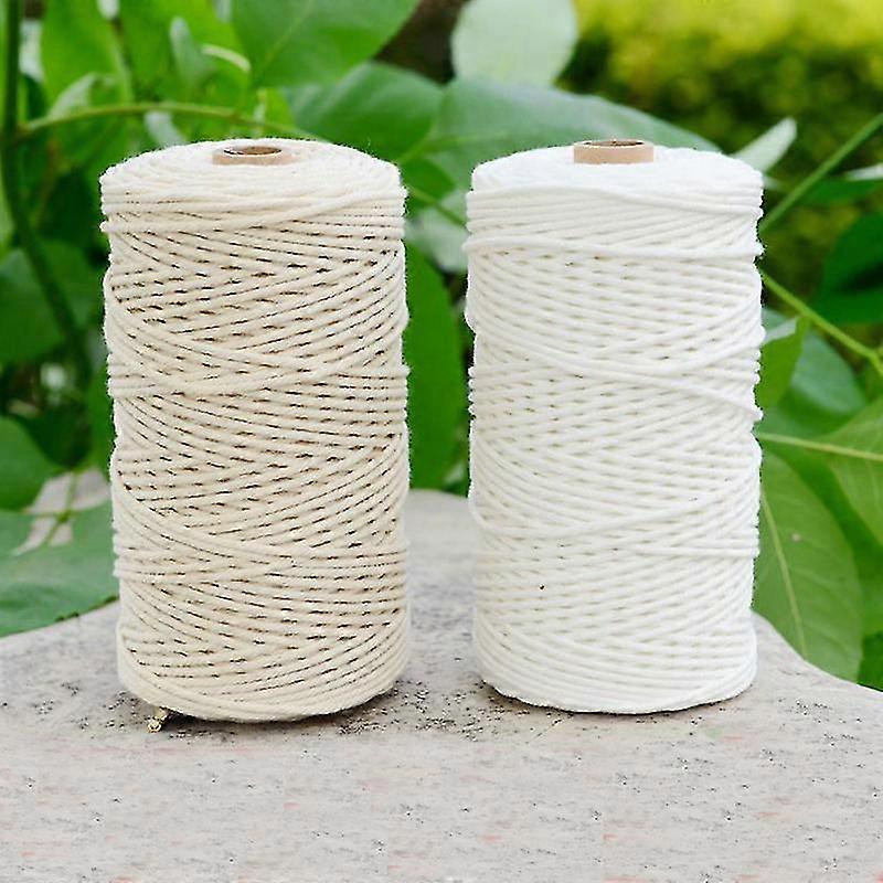 Durable 200m White Cotton Cord Natural Beige Twisted Cord Rope Craft Macrame