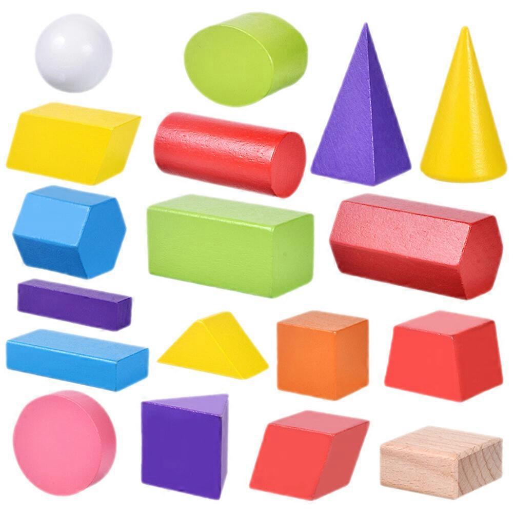 18pcs geométricos blocos de madeira formas geométricas blocos forma combinando playthings