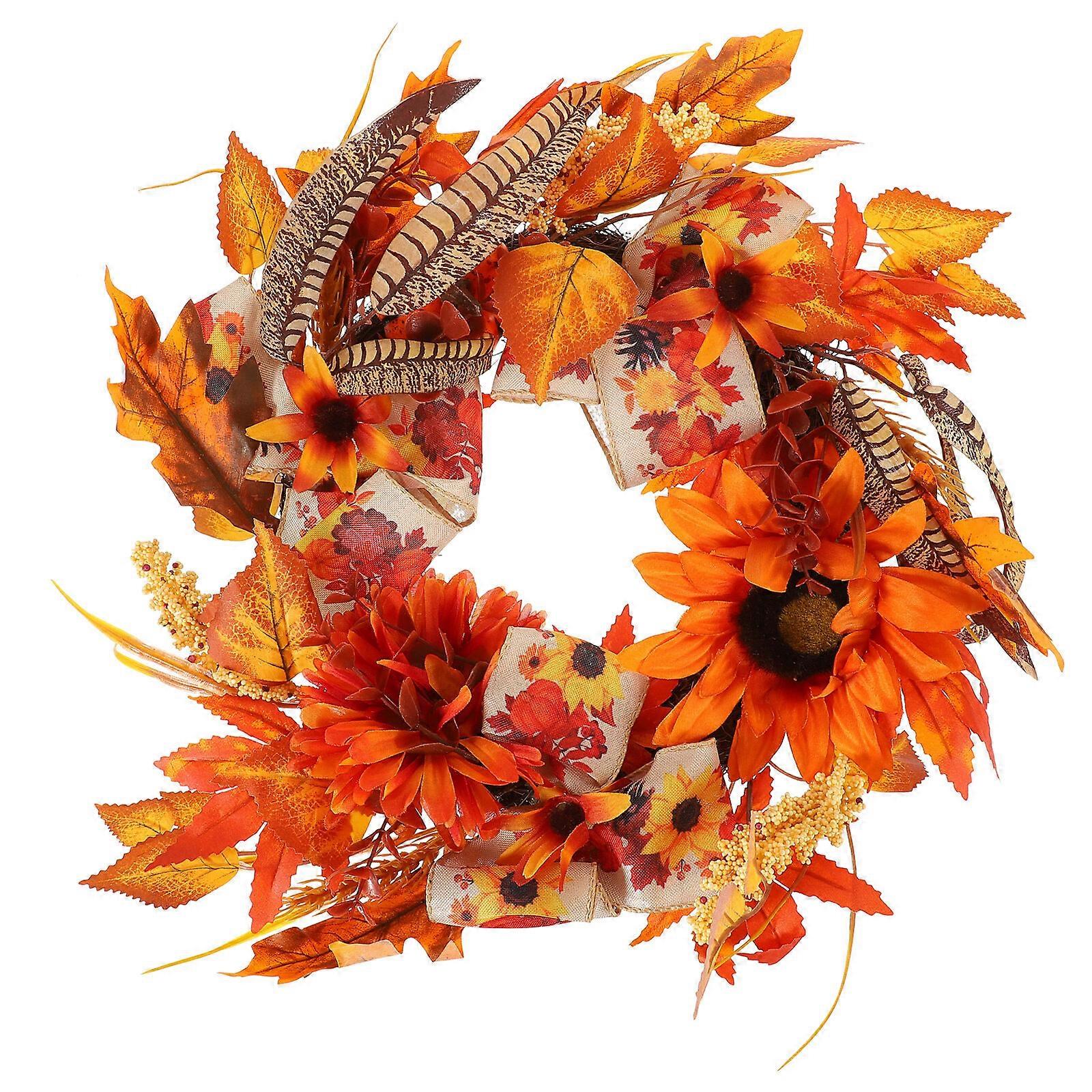 Foglie d'acero Ghirlanda Decorazione Autunno Ghirlanda Porta d'ingresso Corona appesa Corona del giorno del ringraziamento Corona